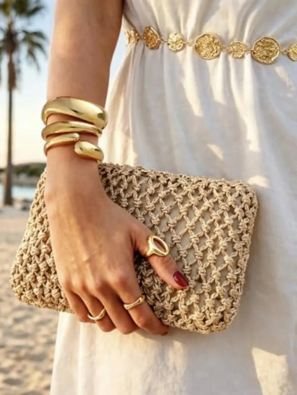 Chunky Gold Bangle Bracelets for Women Trendy 14K Gold Plated Cuff Bracelets